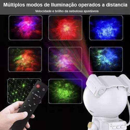 Projetor Astronauta Galáxia LED com Caixa de Som