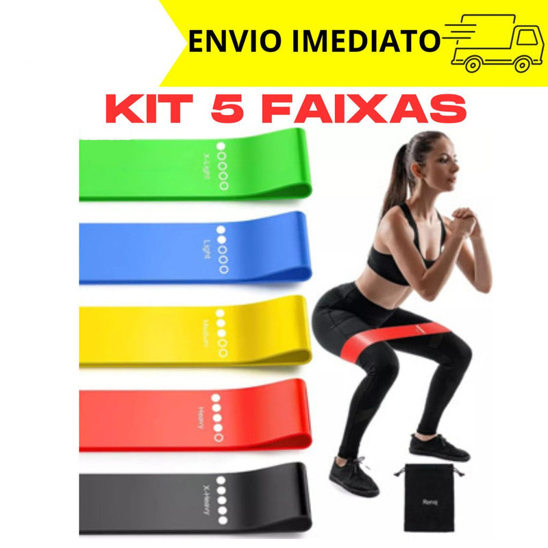 Kit com 5 Faixas Elásticas de Resistência